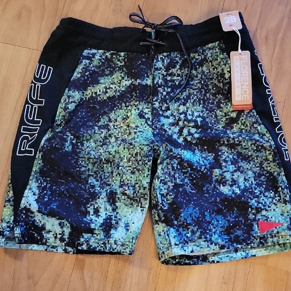 Men's Blue Camo Swim Shorts - Picture 1 of 7